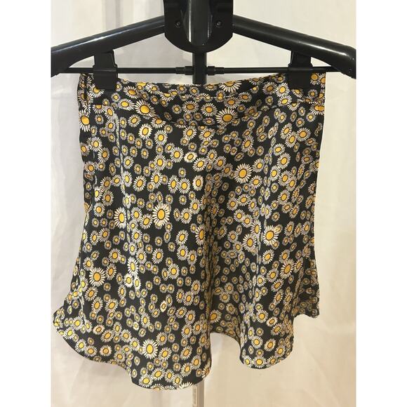 Free People Phoebe Daisy Print Mini Skirt Black Orange Size 2 - Picture 2 of 3